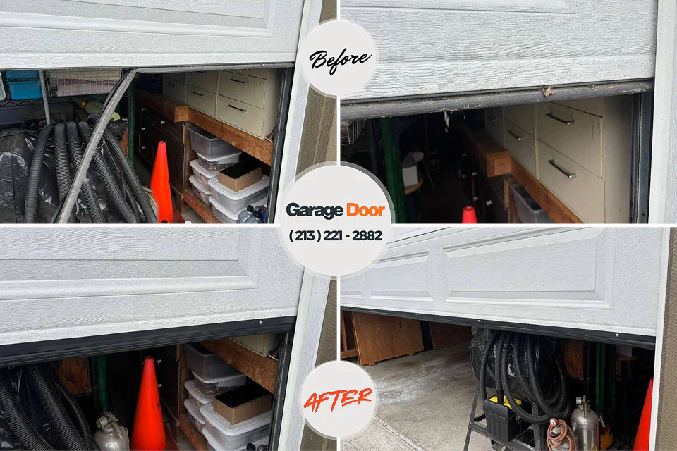 Before and after: garage door opener repair Knoxville, IL